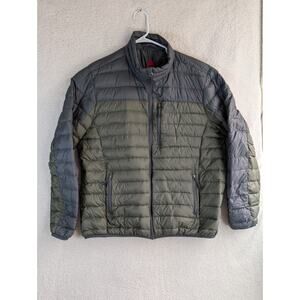 Gerry Down Puffer Jacket Mens 2XL XXL Green Grey Lightweight 650 Fill Full Zip